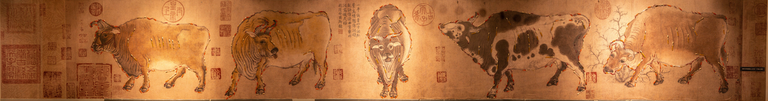 取材于[中国]韩滉《五牛图》（工笔画，唐朝）（学通社记者 周全 摄）